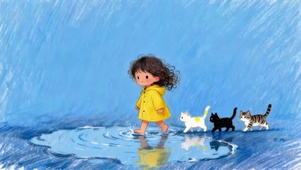 雨天玩耍的女孩