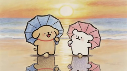 海边线条狗