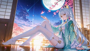 月夜樱下兹白