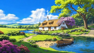 河畔草屋的春日