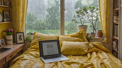 【雨景】卧室外下起了雨