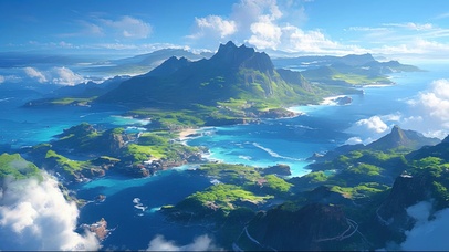 云端俯瞰大海群岛