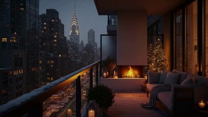 城市街道冬雪夜