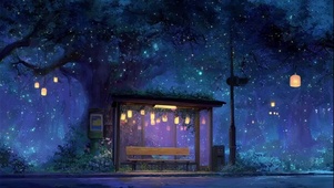 静谧星空树林无人车站