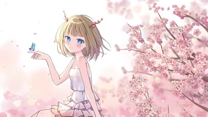 樱花树上的少女