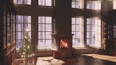 舒适的圣诞节图书馆