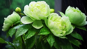 雨中盛开的花朵