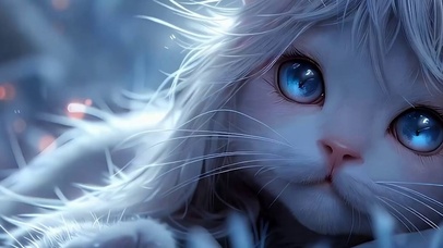 长发猫咪带鱼屏