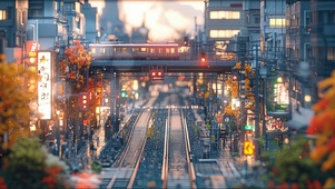 秋日都市繁忙街景