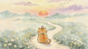 看夕阳的猫咪