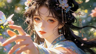古风汉服美人戏蝶