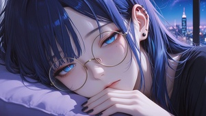 治愈眼镜美女高清4k