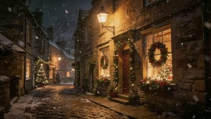 冬日静谧圣诞小镇街道