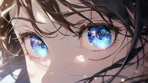 黑发蓝眼动漫少女
