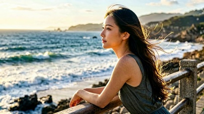 吹风海滨