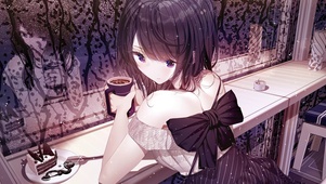 喝咖啡少女
