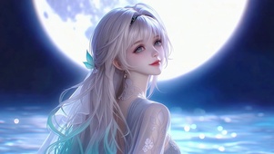 月光下的银发少女流萤