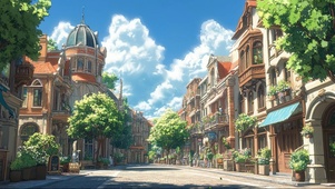 晴天清新城市街景