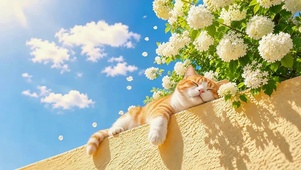 秋天墙头猫咪