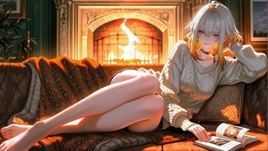 冬炉少女书香暖