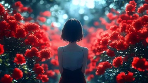 花海中的少女