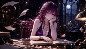 月夜书房少女