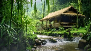 竹林溪水