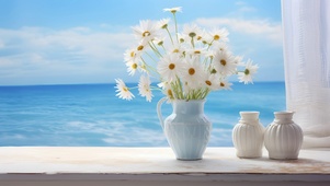 清新治愈海边小雏菊