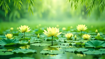 绿色治愈荷花