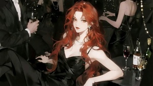 酒红色头发的女人 