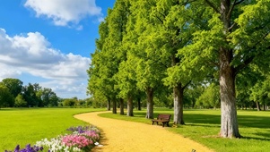 蓝天白云树木双屏