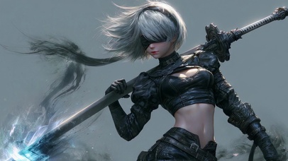 二次元蒙眼武侠风美女