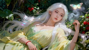 古风治愈系纯欲白发荧光美人儿