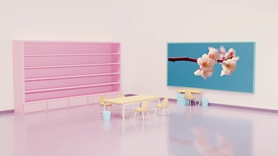 3D渲染粉色风格电脑桌面