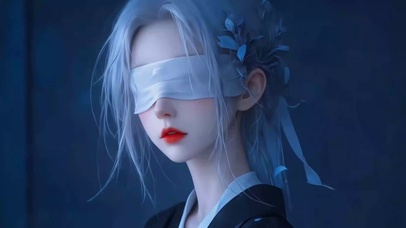 蒙眼白发女神