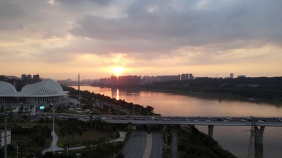 4K城市夕阳晚霞日落