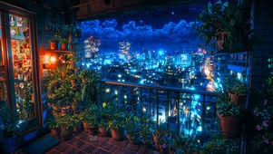 阳台看城市夜景