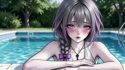 泳池边女孩