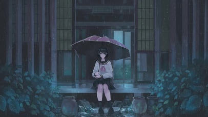 躲雨的女子高中生