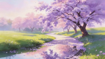 樱花溪水