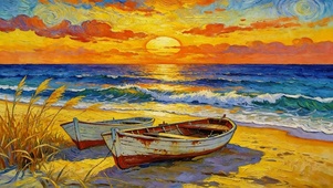油画海景