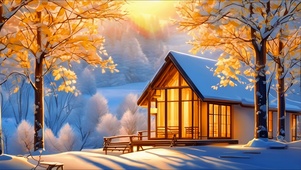 冬日郊外小木屋