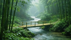 竹林溪流