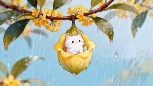 花朵里小猫