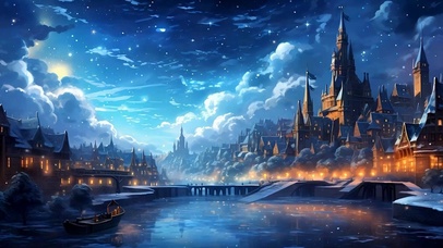 夜景城堡河流夜色