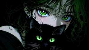 绿瞳少女和黑猫