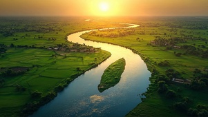 绿色护眼河流田野