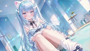 软萌蓝调洛丽塔猫娘少女