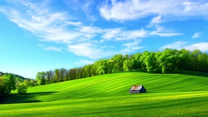 唯美的小屋自然风景