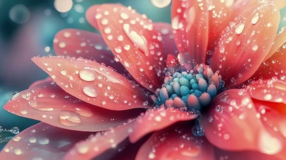 微观梦幻花朵唯美水滴